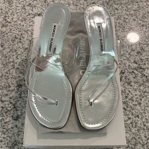 Manolo Blahnik Metallic Silver Sandals vintage